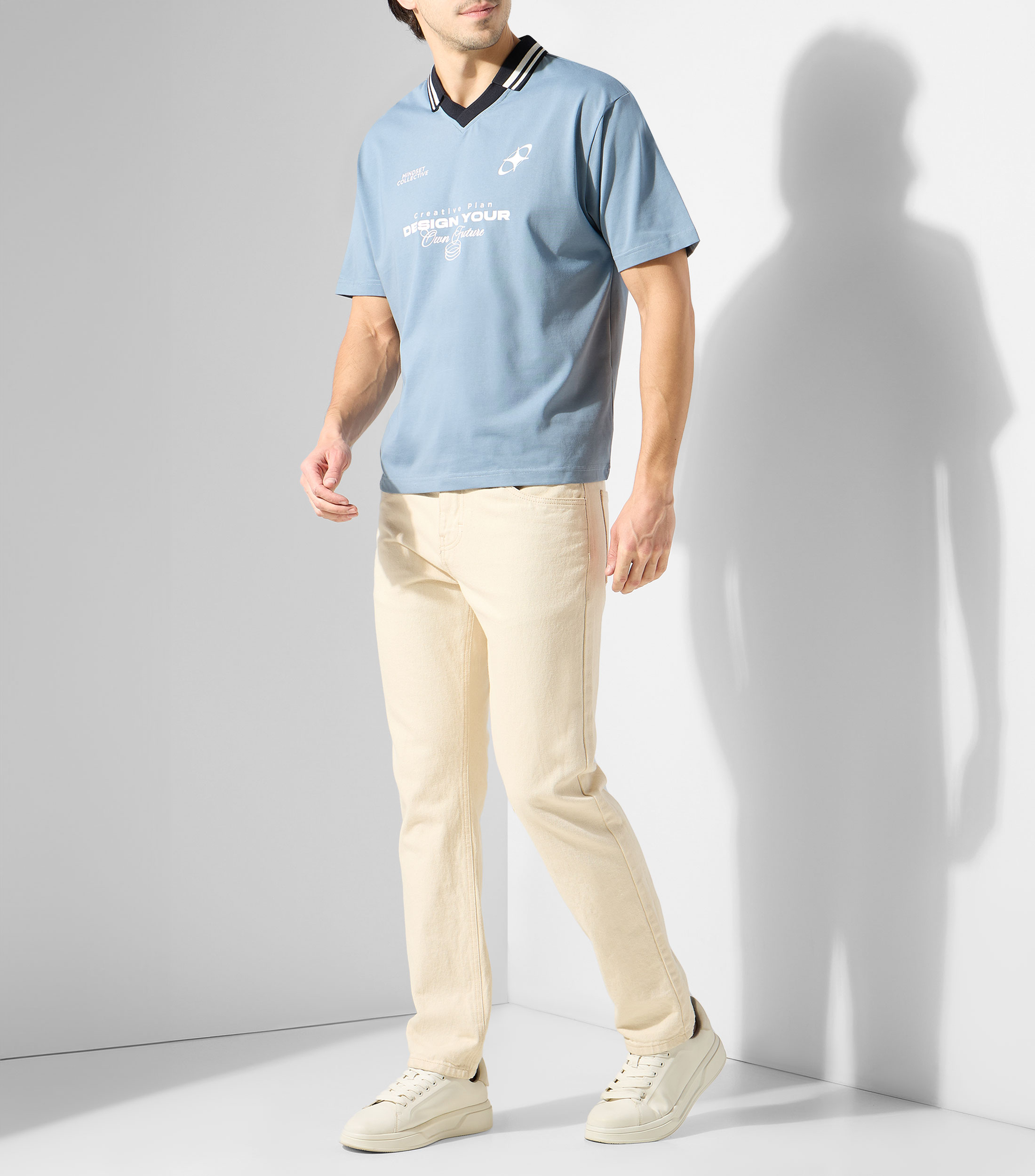 Playera tipo polo manga corta estampada Hombre